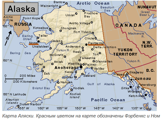 Карта Аляски